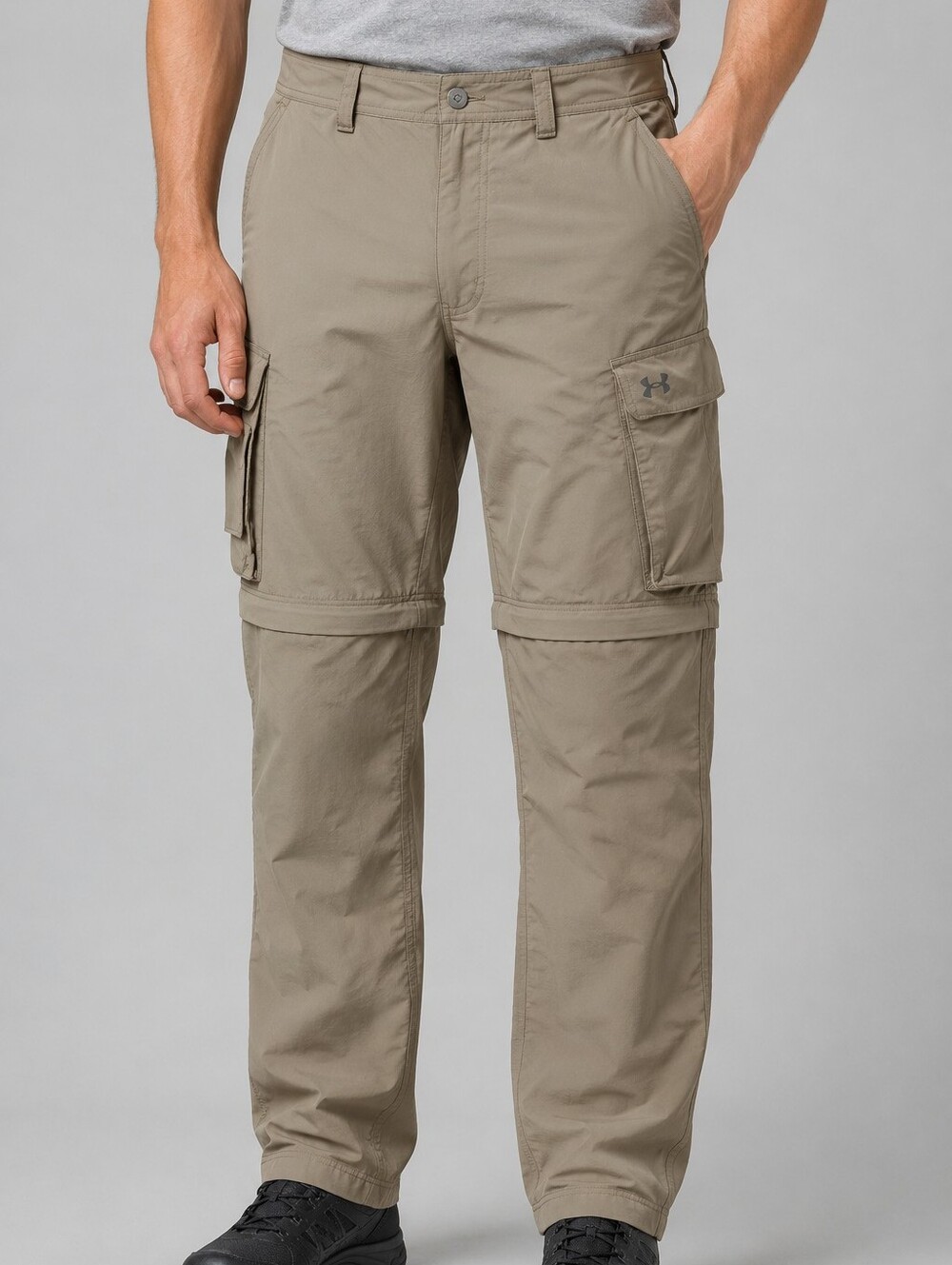 Under Armour Men's Khaki Zip Off Trail Cargo Convertible Shorts Pants 36 X 32